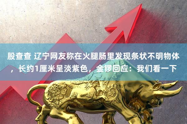 股查查 辽宁网友称在火腿肠里发现条状不明物体，长约1厘米呈淡紫色，金锣回应：我们看一下