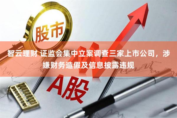 智云理财 证监会集中立案调查三家上市公司，涉嫌财务造假及信息披露违规