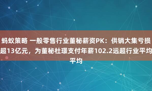 蚂蚁策略 一般零售行业董秘薪资PK：供销大集亏损超13亿元，为董秘杜璟支付年薪102.2远超行业平均