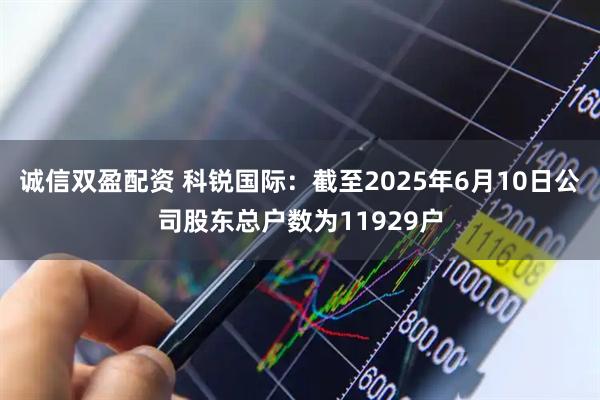 诚信双盈配资 科锐国际：截至2025年6月10日公司股东总户数为11929户